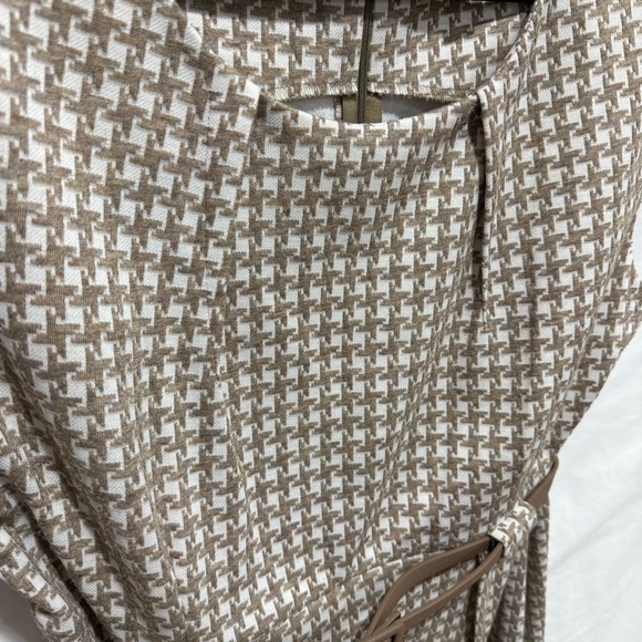 Dressbarn Houndstooth Belted Midi Dress 16 Career Workwear Neutral Office Midi - Picture 8 of 14